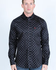 Mens Satin Cotton/Spandex Modern Fit Long Sleeve Shirt