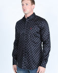 Mens Satin Cotton/Spandex Modern Fit Long Sleeve Shirt