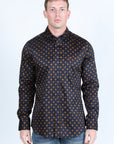 Mens Satin Cotton/Spandex Modern Fit Long Sleeve Shirt