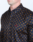 Mens Satin Cotton/Spandex Modern Fit Long Sleeve Shirt