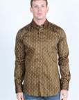 Mens Satin Cotton/Spandex Modern Fit Long Sleeve Shirt