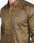 Mens Satin Cotton/Spandex Modern Fit Long Sleeve Shirt