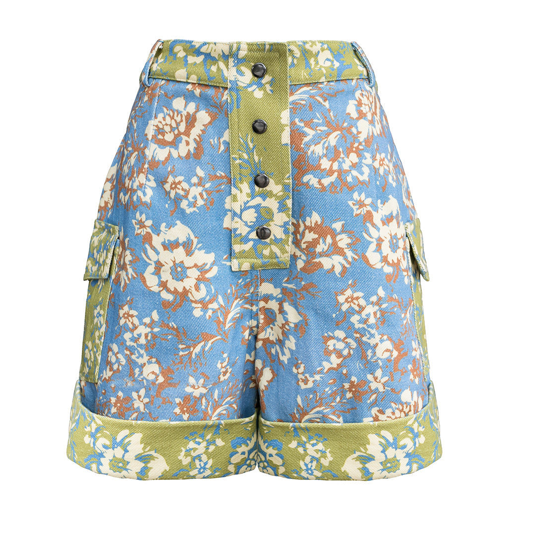MASON'S DAUGHTER Mia Shorts, Rose Garden Cotton Twill