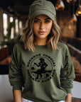 Bourbon Cowgirl Graphic Sweatshirt Military Green