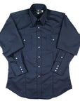 Rancher Crease - Navy Blue - Long Sleeve - Snaps