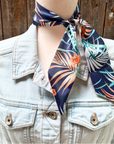 Navy and Orange Western Skinny Mini Wild Rag Scarf / Cowgirl Necktie
