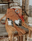 Chisholm Trail Cowhide Purse With Tooled Leather