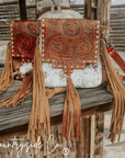 Chisholm Trail Cowhide Purse With Tooled Leather