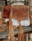 Chisholm Trail Cowhide Purse With Tooled Leather
