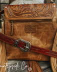 Chisholm Trail Cowhide Purse With Tooled Leather
