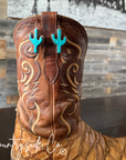Turquoise Cactus Dangle Earrings