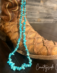 Turquoise Chip Stone Rope Necklace