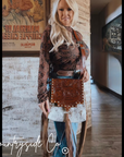 Chisholm Trail Cowhide Purse With Tooled Leather