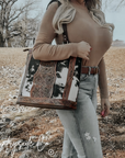 Lucille Cowhide and Tooled Leather Tote Bag