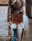 Chisholm Trail Cowhide Purse With Tooled Leather