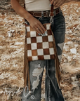 Stockdale Checkered Cowhide Fringe Purse by Countryside Co.