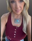 Concho Buckle Necklace with Turquoise Accents