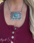 Concho Buckle Necklace with Turquoise Accents