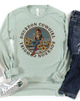 Bourbon Cowgirl Long Sleeve Dusty Blue T-Shirt Bourbon Cowgirl