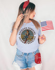 Bourbon Cowgirl Logo Heather Blue Tee Shirt - Bourbon Cowgirl