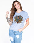 Bourbon Cowgirl Logo Heather Blue Tee Shirt - Bourbon Cowgirl