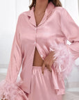 Heavenly Feathered Silk Pajamas in color options