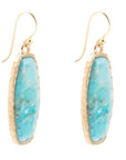 Odyssey Long Blue Turquoise and Golden Statement Earrings