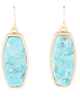 Odyssey Long Blue Turquoise and Golden Statement Earrings