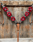Classic Red Rose and Clear Browband/One Ear Tack Set