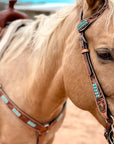 Light Oil Buckaroo Roper Turquoise One Ear & Breastcollar Tack Set