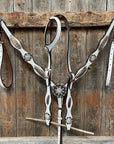 White Leather Copper Clear and Feather Browband/One Ear Tack Set