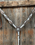 White Leather Copper Clear and Feather Browband/One Ear Tack Set