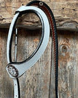 White Leather Copper Clear and Feather Browband/One Ear Tack Set
