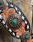 Classic Copper and Turquoise One Ear / Breastcollar Tack Set
