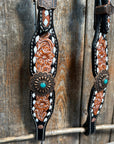 Classic Copper and Turquoise One Ear / Breastcollar Tack Set