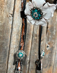 Classic Teal & White One Ear / Breastcollar Tack Set