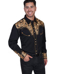 Floral Tooled Embroidery Shirt - P-634