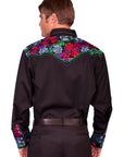 Colorful Floral Tooled Emb. Shirt - P-634C