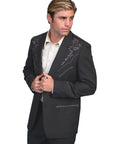 Floral Tonal Emb. Blazer - P-733X
