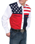 Red/white/blue Color Block Shirt - P-756X