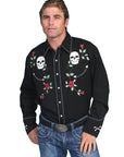 Skull/rose Embroidered Shirt - P-771X