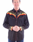 Flames To Notes Emb. Shirt - P-826