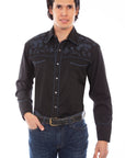 Rose Emb. Straight Yoke Shirt - P-893X