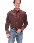 Rose Emb. Pick Stitch Shirt - P-897