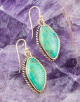 Lime Green Turquoise Golden Drop Earrings