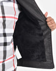 Kid's Black Hooded Washed Biker Jacket with Fur Lining