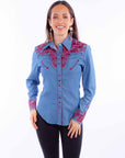 Floral Tooled Emb. Blouse - PL-654