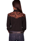 Floral Tooled Emb. Blouse - PL-654