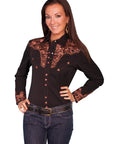 Floral Tooled Emb. Blouse - PL-654