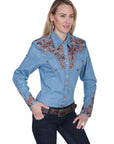Floral Tooled Emb. Blouse - PL-654